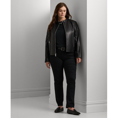 폴로 랄프로렌 Plus Size Leather Moto Jacket