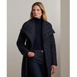 Womens Asymmetric Belted Quilted Coat