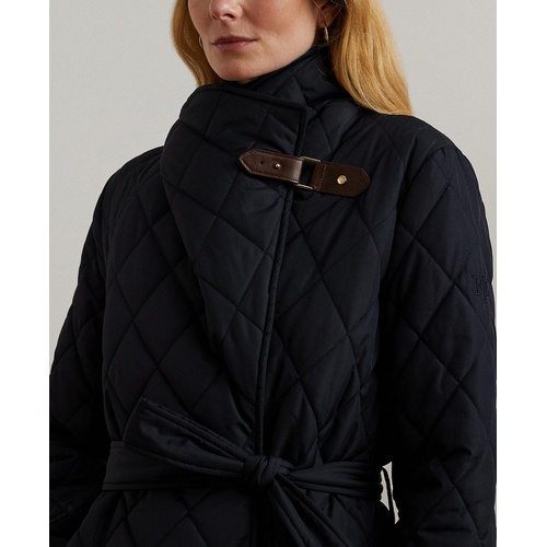 폴로 랄프로렌 Womens Asymmetric Belted Quilted Coat