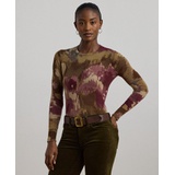 Womens Floral Cotton-Blend Sweater