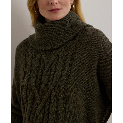 폴로 랄프로렌 Womens Aran-Knit Wool-Blend Turtleneck Sweater