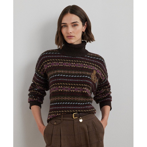 폴로 랄프로렌 Womens Fair Isle Wool-Blend Turtleneck Sweater