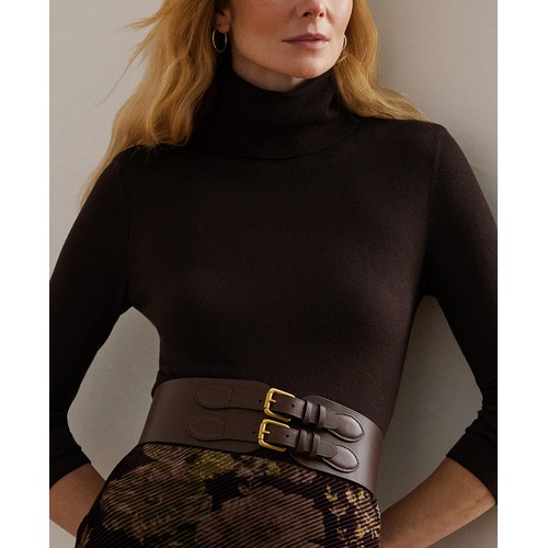 폴로 랄프로렌 Womens Silk-Blend Turtleneck Sweater