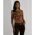 Womens Floral Cotton-Blend Sweater