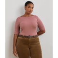 Plus Size Stretch Cotton Boatneck Topt