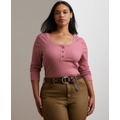 Plus Size Rib-Knit Henley Tee