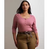 Plus Size Rib-Knit Henley Tee