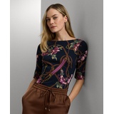 Womens Floral Boatneck Tee