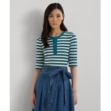 Petite Striped Henley Tee