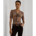 Womens Tie-Neck Floral Top