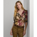 Womens Ruffled Floral Top