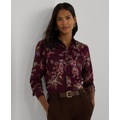 Womens Classic-Fit Floral Cotton Voile Shirt Regular & Petite