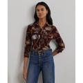 Womens Slim-Fit Print Stretch Jersey Shirt