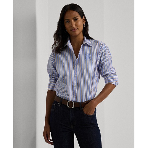 폴로 랄프로렌 Womens Cotton Collared Striped Shirt