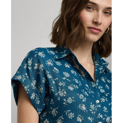 폴로 랄프로렌 Womens Linen Cuffed Floral Shirt Regular & Petite