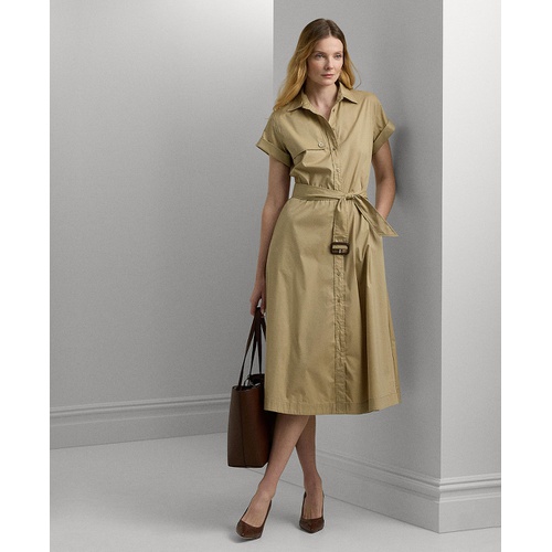 폴로 랄프로렌 Womens Belted Stretch-Cotton Blend Shirtdress