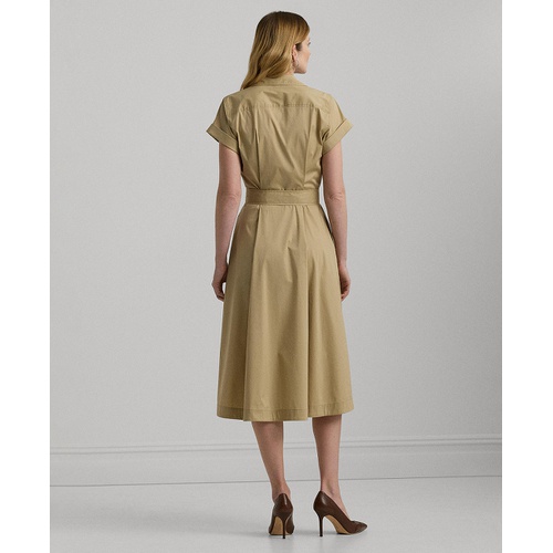 폴로 랄프로렌 Womens Belted Stretch-Cotton Blend Shirtdress