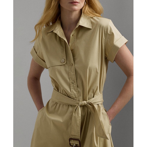 폴로 랄프로렌 Womens Belted Stretch-Cotton Blend Shirtdress