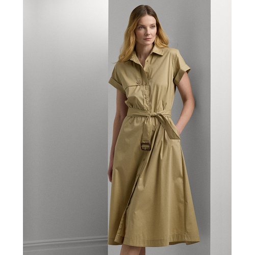 폴로 랄프로렌 Womens Belted Stretch-Cotton Blend Shirtdress