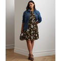 Plus Size Floral Flutter-Sleeve Dress