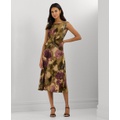 Womens Floral Twist-Front Jersey Dress