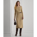 Womens Buckle-Trim Cotton-Blend Knit Midi Dress