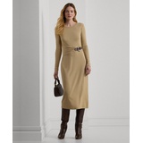 Womens Buckle-Trim Cotton-Blend Knit Midi Dress