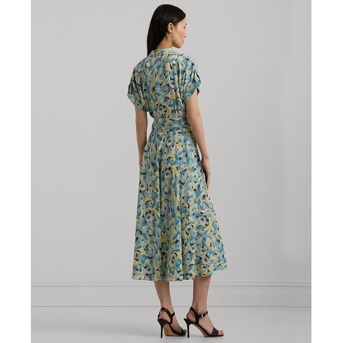 폴로 랄프로렌 Womens Floral Belted Crepe Dress