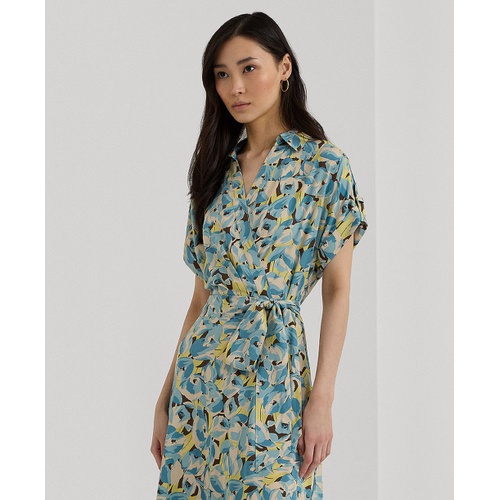 폴로 랄프로렌 Womens Floral Belted Crepe Dress