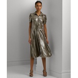 Womens Metallic Chiffon Shirtdress