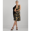 Womens Floral Surplice Jersey Sleeveless Dress