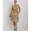 Plus Size Floral Empire-Waist A-Line Dress