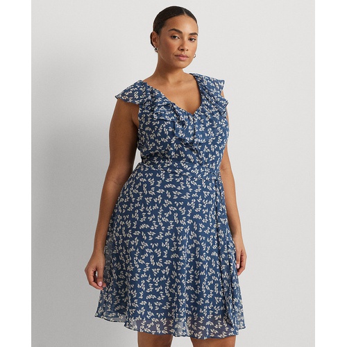 폴로 랄프로렌 Plus Size Ruffled Floral Fit & Flare Dress