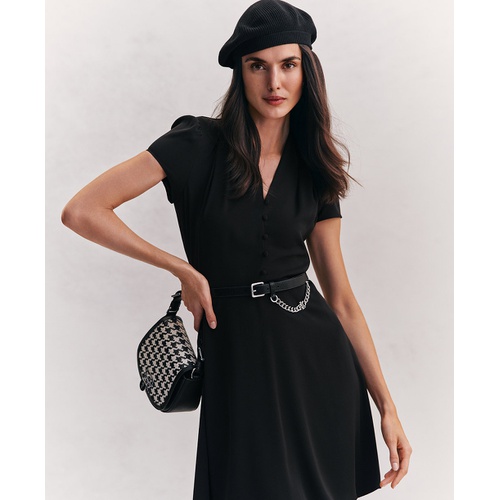 폴로 랄프로렌 Womens Belted Georgette Short-Sleeve Dress