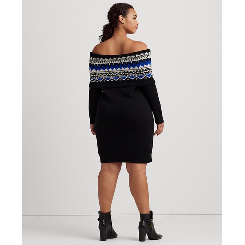 폴로 랄프로렌 Plus Size Off-The-Shoulder Fair Isle Sweater Dress