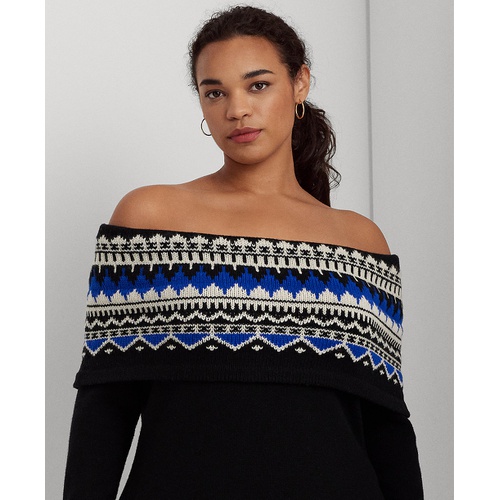 폴로 랄프로렌 Plus Size Off-The-Shoulder Fair Isle Sweater Dress