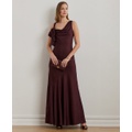 Womens Charmeuse Cowlneck Gown