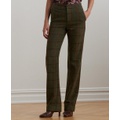 Womens Checked Twill Straight-Leg Pants