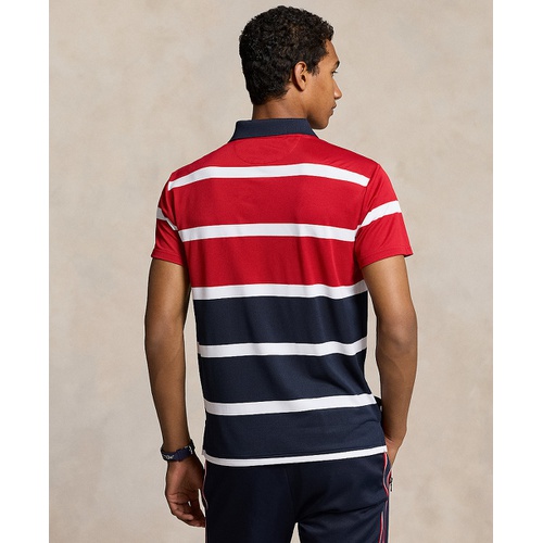 폴로 랄프로렌 Mens Team USA Custom Slim-Fit Stretch Striped Mesh Polo Shirt