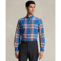 Mens Classic Fit Plaid Oxford Shirt