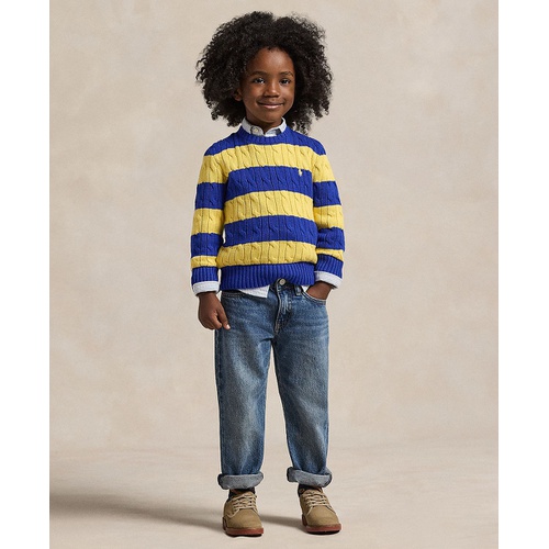 폴로 랄프로렌 Toddler and Little Boys Striped Cable Knit Cotton Sweater