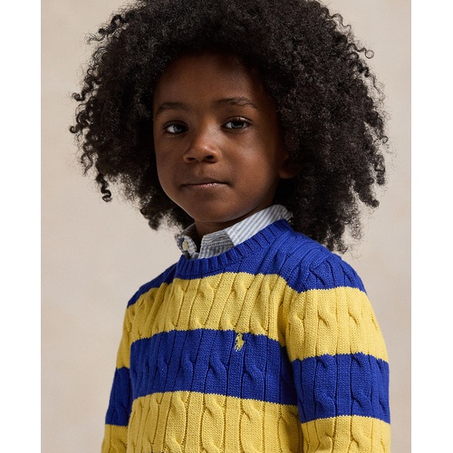 폴로 랄프로렌 Toddler and Little Boys Striped Cable Knit Cotton Sweater