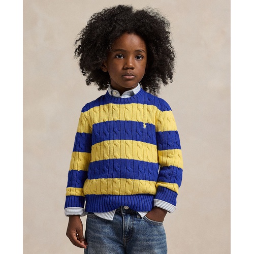 폴로 랄프로렌 Toddler and Little Boys Striped Cable Knit Cotton Sweater