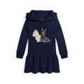 Toddler And Little Girls Dog Print Fleece Hoodie Dress