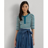 Womens Striped Henley Tee