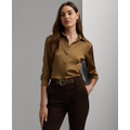 Womens Classic-Fit Satin Charmeuse Shirt