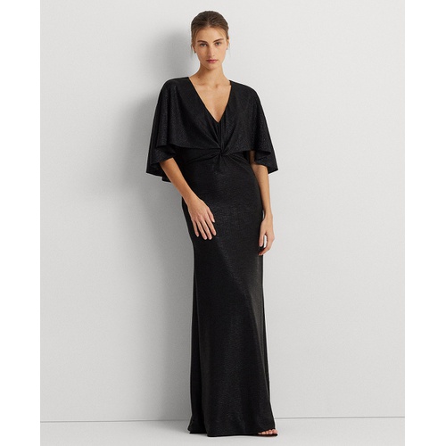 폴로 랄프로렌 Womens Twist-Front Cape-Overlay Gown