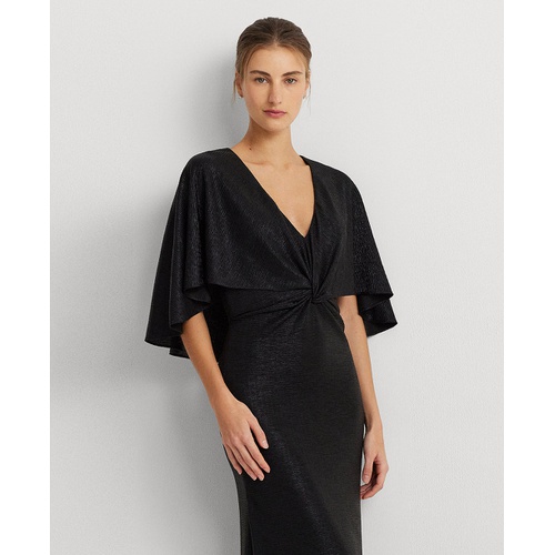 폴로 랄프로렌 Womens Twist-Front Cape-Overlay Gown