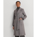 Womens Wool-Blend Belted Wrap Coat