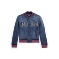 Big Girls Logo Denim Baseball Jacket